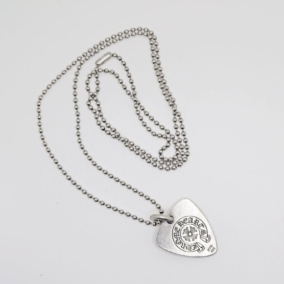 Authentic Chrome Hearts Guitar Pick Pendant + Ball Chain Necklace - Picture 2 of 7